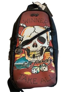 Ed Hardy “Winner Take All” Skull Sling Crossbody Bag